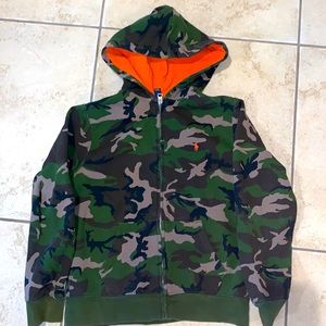 Youth boys Ralph Lauren hoodie. Green camouflage in size large.